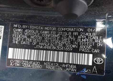 2019 Toyota Corolla Se from USA, damaged, VIN JTNK4RBE8K3041659
